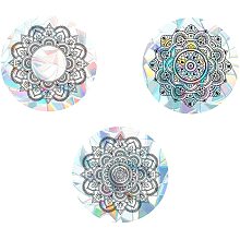 GORGECRAFT 3PCS Large Mandala Static Window Clings Decal Anti Collision Glass Stickers Non Adhesive Vinyl Film Home Decorations for Sliding Doors Windows Prevent Stop Birds Dogs