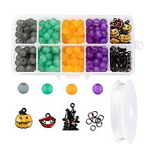 ARRICRAFT DIY Halloween Theme Bracelet Making Kits, with Eco-Friendly Transparent Acrylic Beads, Alloy Enamel Pendants, Brass Open Jump Rings and Elastic Crystal Thread, Mixed Color, 294Pcs/Set