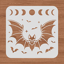 BENECREAT 30x30cm Bat Plastic Cutouts Painting Template, Moon Phase Pattern Decoration Stencils for Art Spraying, DIY Mould Decor, Wooden Signs