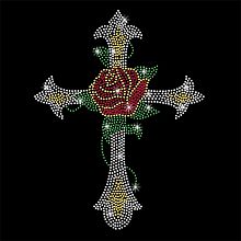 NBEADS Rose Cross Bling Rhinestone Sticker, Decorative Crystal Car Decal Sparkling Diamond Sticker Glass Hotfix Rhinestone for Art Craft Clothing Car Window Laptop Decor, 11.69×8.27 Inch