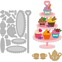 GLOBLELAND 1Set Party Cake Cutting Dies Metal Birthday Cake Stand Die Cuts Embossing Stencils Template for Paper Card Making Decoration DIY Scrapbooking Album Craft Decor