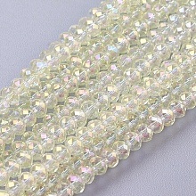 Honeyhandy Electroplate Glass Beads Strands, AB Color Plated, Faceted, Rondelle, Beige, 3x2mm, Hole: 1mm, about 165~169pcs/strand, 15~16 inch(38~40cm)