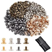 NBEADS 120 Sets 4 Colors Round Head Button Spikes and Studs, Metal Studs Rivets Screwback Alloy Chicago Screws Knob Screwback Rivet for Clothes Bag Shoes Leather Bag Craft DIY