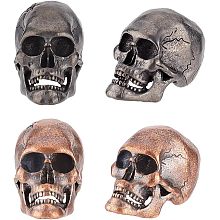 OLYCRAFT 4Pcs 2 Colors Skull Paracord Beads Brass European Beads Large Hole Beads 6mm Hole Paracord Beads Skeleton Beads DIY Jewelry Charms Accessories for Bracelet Necklace Jewelry Making