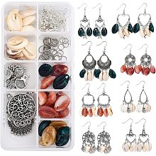 SUNNYCLUE 1 Box DIY Make 8 Pairs Shell Dangle Earring Making Kits Shell Beads Heart Alloy Links Charms with Jump Rings & Earring Hooks for Adults DIY Earring Jewellery Making