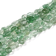 Honeyhandy Natural Green Strawberry Quartz Beads Strands, Nuggets, Tumbled Stone, 5~8.5x5.5~7x3.5~4mm, Hole: 0.7mm, about 64pcs/strand, 16.34 inch(41.5cm)