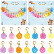 NBEADS 28 Pcs Flat Round Acrylic Button Stitch Markers, Crochet Stitch Marker Charms Removable Lobster Clasp Locking Stitch Marker for Knitting Weaving Sewing Jewelry Making