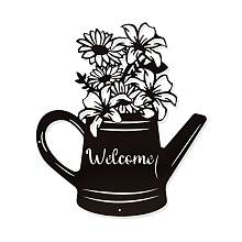 NBEADS Kettle Flower Metal Wall Art Decor, Black Wall Hanging Decor Silhouette Wall Art for Home Bedroom Living Room Garden Hotel Office Wall Christmas Festival Decoration Gift, 11.5?10.1"