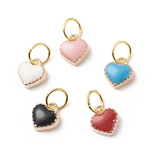 Honeyhandy Alloy Enamel Charms, with Jump Rings, Golden, Heart Charms, Mixed Color, 8.5x7.5x3mm, Hole: 4.5mm