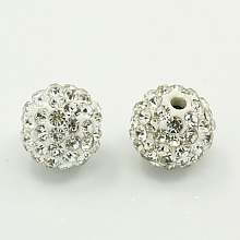 Honeyhandy Polymer Clay Rhinestone Beads, Grade A, Round Pave Disco Ball Beads, Crystal, PP12(1.8~1.9mm), 10mm, Hole: 1.5mm