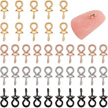 UNICRAFTALE 40pcs 4 Colors Stainless Steel Cup Eye Pins Cup Pearl Eye Pin Bail Peg Pendants Cup Pearl Bails for Half Drilled Beads for DIY Jewelry Making 7x3mm