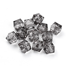 Honeyhandy Transparent Acrylic Beads, Faceted, Cube, Light Grey, 8x8x7.5mm, Hole: 1.4mm, about 1730pcs/500g