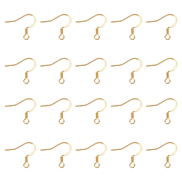 Unicraftale 304 Stainless Steel French Earring Hooks, Flat Earring Hooks, Ear Wire, with Loop, Golden, 15x19x2mm, Hole: 2mm, Pin: 0.7mm; 100pcs/box