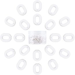 Gorgecraft Acrylic Linking Rings, Quick Link Connectors, For Jewelry Chains Making, Oval, White, 19x14x4.5mm, Hole: 11x5.5mm; 100pcs/box