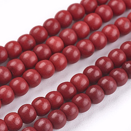 Arricraft 1 Strand Dyed Crimson Round Synthetic Turquoise Beads Strands, 4mm, Hole: 1mm, about 110pcs/strand, 15.6 inches