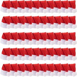 GOMAKERER 50 Pcs Mini Santa Wine Hats, Cloth Mini Christmas Bottle Hats Christmas Lollipop Candy Hats Party Supplies for DIY Crafts Wine Bottles Cover Home Christmas Decor