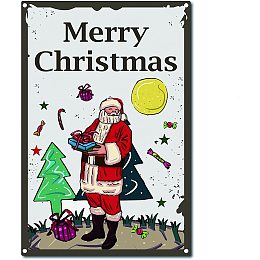 CREATCABIN Merry Christmas Metal Vintage Tin Sign Wall Decor Decoration for Home Santa Claus Wall Art Kitchen Bar Pub Room Garage Vintage Retro Poster Plaque 12 x 8inch