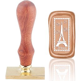 CRASPIRE Wax Seal Stamp Eiffel Tower Vintage Sealing Wax Stamps Fireworks Rectangle Removable Brass Head Sealing Stamp with Wooden Handle for Halloween Wedding Invitations Christmas Xmas Gift Wrap