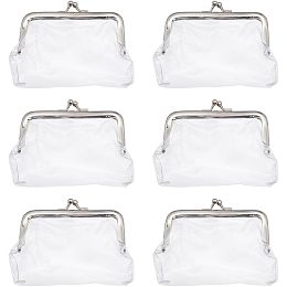 FINGERINSPIRE 6 Pcs Vintage Clear Coin Purse Metal Kiss Lock Change Pouch 4.5x3.7inch Transparent Waterproof PVC Coin Wallet Key Coin Earphone Holder Wallet Bag Organizer for Girls Woman