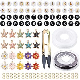 CHGCRAFT 1512 Pieces Acrylic Alphabet Beads Making Kits Flat Round DIY Stretch Bracelets for Necklaces and Key Chains, Mixed Color, 0.28 Inches