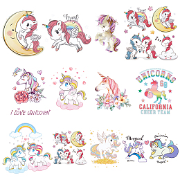 CREATCABIN 13Pcs Unicorn Iron-On Transfer Heat Iron Patches Rainbow DIY Cute Eco-Friendly Appliques Decorations for Clothes T-Shirt Dress Pants Hats Jeans Bags