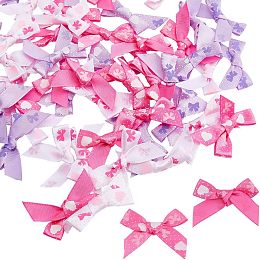 GORGECRAFT 60Pcs 3 Colors Mini Ribbon Bows 4x2.5cm Satin Ribbon Bows Heart Bow Pattern Print Ribbon Bowknot for DIY Sewing Craft Wedding Decoration Gift Box Wrapping Card Making Embellishments