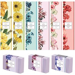 PandaHall Elite 9 Styles Floral Wrap Label Tape, 90pcs Flower Soap Paper Wrapper Vertical Tags Sleeves Covers Crafts Tape Band Label for Handmade Soap Lotion Bars Bath Gift Wrapping, 8.5x1.9 inch