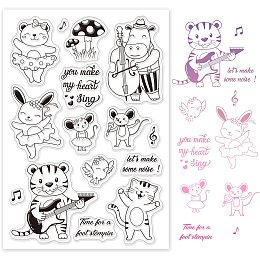 GLOBLELAND Animals Silicone Clear Stamps Prom Cello Bear Rabbit Transparent Stamps for Birthday Valentine's Day Cards Making DIY Scrapbooking Photo Album Decoration Paper Craft