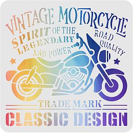 FINGERINSPIRE Motorbike Drawing Painting Stencils Template 11.8x11.8inch Plastic Vintage Motorbike Stencils Decoration Square Reusable Stencils for Painting on Wood, Floor, Wall and Tile