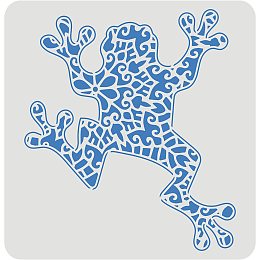 FINGERINSPIRE Frog Stencils 11.8x11.8 inch DIY Mandala Frog Stencil Template Plastic Frog Pattern Stencils Reusable Frog Stencils DIY Home Decor Stencil for Painting on Wood Floor Wall