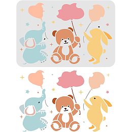 FINGERINSPIRE Loving Heart Elephant Bear Rabbit with Balloon Painting Stencil 11.7x8.3inch A4 Large Reusable Mylar Template for DIY Gifts Shirts DIY Craft Wood Signs Wood Wall Furniture Holiday Decor