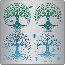 GORGECRAFT 6.3 Inch Tree of Life Metal Stencil Leaves Wood Burning Stencil Reusable Leaf Journal Stencils Swallow Stainless Steel Stencils for Painting DIY Decorations Card Making