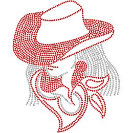 SUPERDANT Cowgirl Red Crystal Rhinestone Heat Transfer Cool Girl Rhinestone Iron on Hotfix Transfer Decal Costume Decor for T-Shirt Vest Shoes Hat Jacket Decor Clothing DIY Accessories