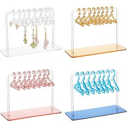 PandaHall Elite 4 Sets Acrylic Earring Hanger, Coat Hanger Shape Jewelry Display Dangle Earring Holder Hanging Organizer Acrylic Ear Studs Display Rack for Retail Show Personal Exhibition