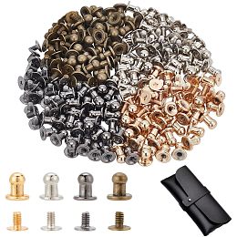 NBEADS 120 Sets 4 Colors Round Head Button Spikes and Studs, Metal Studs Rivets Screwback Alloy Chicago Screws Knob Screwback Rivet for Clothes Bag Shoes Leather Bag Craft DIY