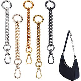 ARRICRAFT 5 Colors Mini Purse Chain, 6.6 inch Purse Strap Extender DIY Metal Flat Chain Purse Chain Handle with Metal Buckles, Shoulder Bag Clutches Strap Extender Supplies, Handbag Chains Accessories