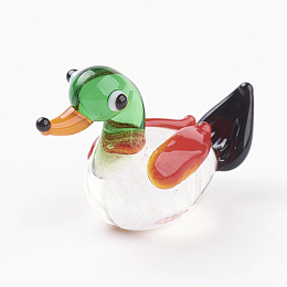 Honeyhandy Home Decorations, Handmade Lampwork Display Decorations, Duck, Colorful, 27x12x20mm