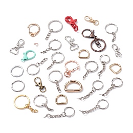 ARRICRAFT Alloy and Iron Keychain Clasps, Mixed Shapes, Mixed Color, 21~68x11~33x2~10mm