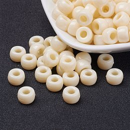 Honeyhandy Opaque Acrylic European Beads, Barrel, Antique White, 9x6mm, Hole: 4mm, about 1900pcs/500g