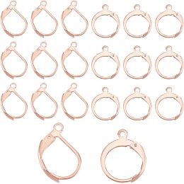 UNICRAFTALE 40Pcs 2 Sizes Rose Gold Leverback Earring Hoop 304 Stainless Steel Leverback Earring Findings 1.4mm Hole Round Lever Earring Hooks Hypoallergenic Leverback Hoop Earring Findings with Loop