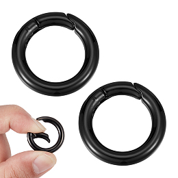 Unicraftale 2Pcs 304 Stainless Steel Spring Gate Rings, O Rings, Round Ring, Electrophoresis Black, 6 Gauge, 24x4mm, Inner Diameter: 16mm