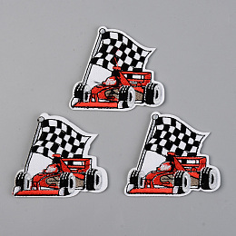 Honeyhandy Computerized Embroidery Cloth Iron on/Sew on Patches, Appliques, Costume Accessories, Racecar, Red, 55x62x2mm