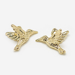 Honeyhandy Brass Charms, Birds, Real 18K Gold Plated, 8x11x7mm, Hole: 1mm