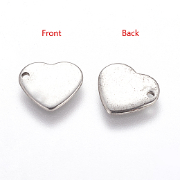 Honeyhandy Handmade Gifts Ideas for Valentines Day 201 Stainless Steel Stamping Blank Tag Pendants, Heart, 11x10x0.6mm, Hole: 1mm