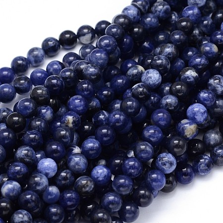 ARRICRAFT Round Natural Sodalite Beads Strands, 6mm, Hole: 1mm, about 65pcs/strand, 15.3 inches