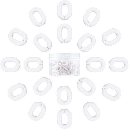 Gorgecraft Acrylic Linking Rings, Quick Link Connectors, For Jewelry Chains Making, Oval, White, 19x14x4.5mm, Hole: 11x5.5mm; 100pcs/box