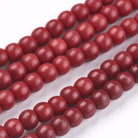 Arricraft 1 Strand Dyed Crimson Round Synthetic Turquoise Beads Strands, 4mm, Hole: 1mm, about 110pcs/strand, 15.6 inches