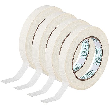 FINGERINSPIRE 4 Roll White Artist Tape 656 Feet Long in Total 0.6mm Wide Masking Artists Tape General Purpose Beige Painter's Tape for Painting, Labeling, Packing, Craft