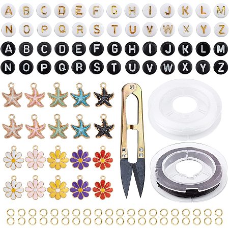CHGCRAFT 1512 Pieces Acrylic Alphabet Beads Making Kits Flat Round DIY Stretch Bracelets for Necklaces and Key Chains, Mixed Color, 0.28 Inches