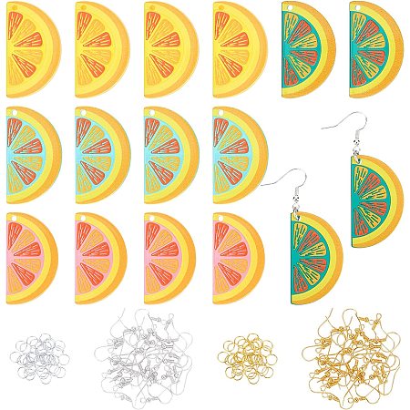 OLYCRAFT 76pcs Orange Earring Charm Drop Earring Maker Kit Translucent Acrylic Pendant Brass Earring Hook Jump Ring for DIY Jewelry Earring Necklace Maker - 4 Colors